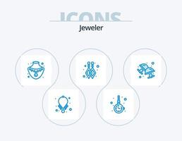 gioielleria blu icona imballare 5 icona design. gioielleria. gemello. orologio accessoriare. polsino. costume orecchini vettore