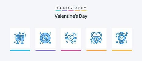 san valentino giorno blu 5 icona imballare Compreso piace. nozze. amore. matrimonio. cuore. creativo icone design vettore