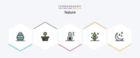 natura 25 riga piena icona imballare Compreso natura. Luna. temperatura. albero. natura vettore