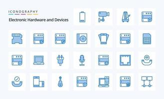 25 dispositivi blu icona imballare vettore