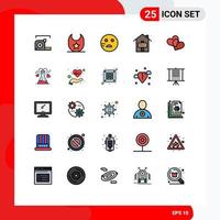 25 creativo icone moderno segni e simboli di chimico cuore triste preferiti proprietà modificabile vettore design elementi