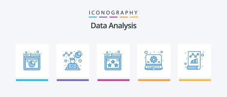 dati analisi blu 5 icona imballare Compreso rapporto. dati. grafico. attività commerciale. valutazione stella. creativo icone design vettore