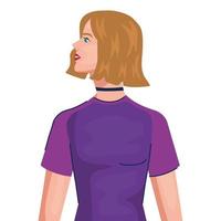 cartone animato donna con capelli castani dal disegno vettoriale lato