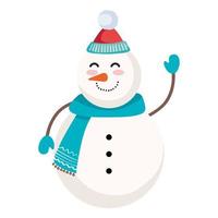 cartone animato pupazzo di neve con disegno vettoriale cappello di buon natale