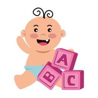 alfabeto blocca i giocattoli con il neonato vettore