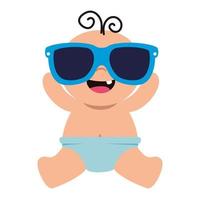 carino piccolo neonato con occhiali da sole vettore