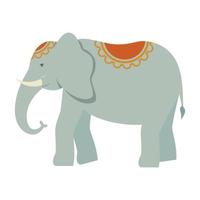 icona isolata tradizionale dell'elefante indiano vettore