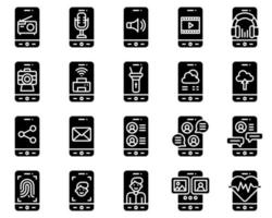 set di icone vettoriali di applicazioni mobili, porcile solido