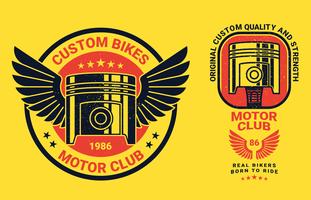 Etichette Emblem Vintage Piston Bikes vettore