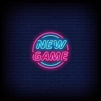 nuovo gioco insegne al neon stile testo vettoriale