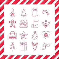 pacchetto di sedici icone di stile linea natalizia vettore