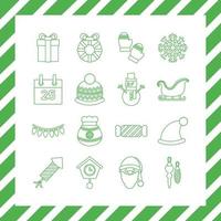 pacchetto di sedici icone di stile linea natalizia vettore