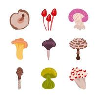 set di icone di funghi e funghi vettore