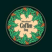 illustrazione vintage botanica giornata internazionale del caffè vettore