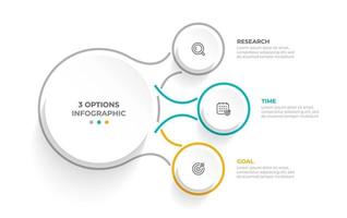 moderno modello di progettazione infografica. concetto di affari con 3 opzioni, passaggi o parti. illustrazione vettoriale. vettore