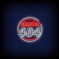 errore 404 insegne al neon stile testo vettoriale