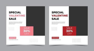 poster di vendita speciale di San Valentino, post sui social media di San Valentino e volantino vettore