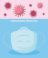 maschera medica blu e disegno vettoriale virus covid 19