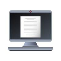 computer desktop con documento vettore