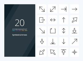 20 simboli frecce schema icona per presentazione vettore