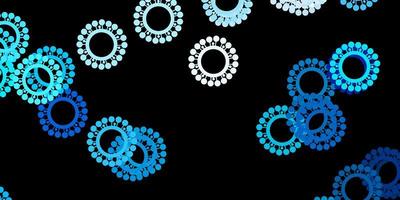 sfondo vettoriale blu scuro con simboli di virus.