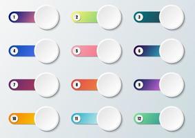 set di etichetta cerchio bianco con striscia arrotondata multicolore vettore