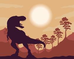 Wild Tyrannosaurus Rex fauna silhouette scena vettore