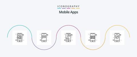 mobile applicazioni linea 5 icona imballare Compreso dati. galleria. messaggero. applicazione. immediato messaggero vettore