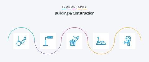 edificio e costruzione blu 5 icona imballare Compreso macinino. Strumenti. strada. pala. ricerca vettore