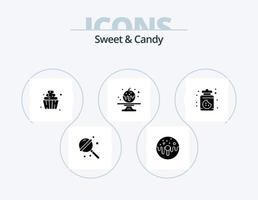 dolce e caramella glifo icona imballare 5 icona design. cibo. torta. dolce. caramella. dolci vettore