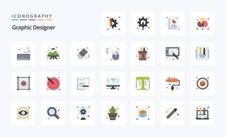 25 grafico progettista piatto colore icona imballare vettore