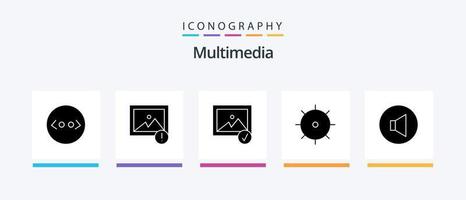 multimedia glifo 5 icona imballare Compreso . selezionato. volume. suono. creativo icone design vettore