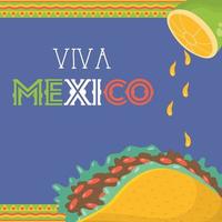 celebrazione di viva mexico con taco e limone vettore