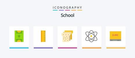 scuola piatto 5 icona imballare Compreso . formazione scolastica. cibo. tavola. fisica. creativo icone design vettore