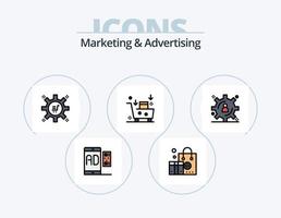 marketing e pubblicità linea pieno icona imballare 5 icona design. pubblicità. marketing. vacanza. tabellone. pubblicità vettore