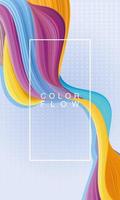 flusso vivido di colori con modello di sfondo cornice rettangolare vettore
