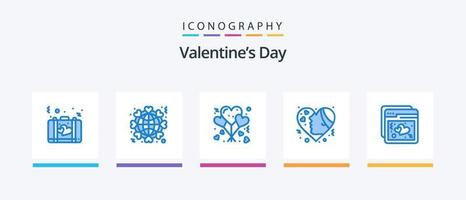 san valentino giorno blu 5 icona imballare Compreso cuori. emozione. amore. emoji. amore. creativo icone design vettore