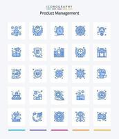 creativo Prodotto gestione 25 blu icona imballare come come espandere. archivio. idee. globo. sviluppo vettore
