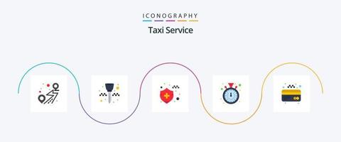 Taxi servizio piatto 5 icona imballare Compreso . carta. auto assicurazione. ATM. tempo vettore