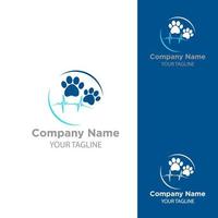 vettore animale domestico cura logo design modello. grafico seduta gatto e cane logotipo