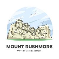 fumetto minimalista del punto di riferimento degli Stati Uniti del monte rushmore vettore