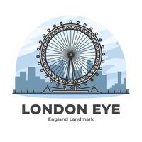 fumetto minimalista del punto di riferimento di londra eye inghilterra vettore