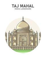 taj mahal moschea india punto di riferimento minimalista cartoon vettore