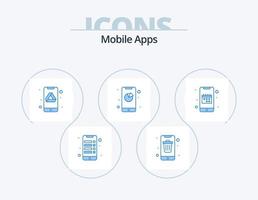 mobile applicazioni blu icona imballare 5 icona design. ordine del giorno. interazione. smartphone. app. App vettore