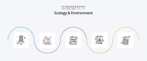 ecologia e ambiente linea 5 icona imballare Compreso energia. natura. botte. conoscenza. formazione scolastica vettore