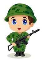 cartone animato piccolo soldato vettore