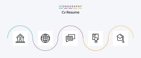 CV curriculum vitae linea 5 icona imballare Compreso . formazione scolastica . formazione scolastica. certificato . Messaggio vettore