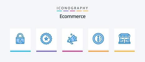e-commerce blu 5 icona imballare Compreso acquisti. e-commerce. oratore. acquisti. mercato. creativo icone design vettore