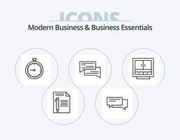 moderno attività commerciale e attività commerciale essenziali linea icona imballare 5 icona design. hardware. desktop. bolla. computer. sociale vettore
