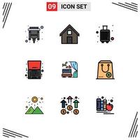 9 creativo icone moderno segni e simboli di taccuino sconto casa Venerdì valigia modificabile vettore design elementi